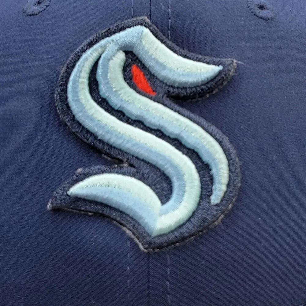 Seattle Kraken Mens Womens Cap Fanatics Blue Authentic Pro Snapback Hat NHL - Picture 7 of 12